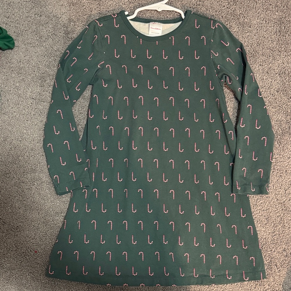 Hanna Andersson Girls Green Candy Cane Print Dress